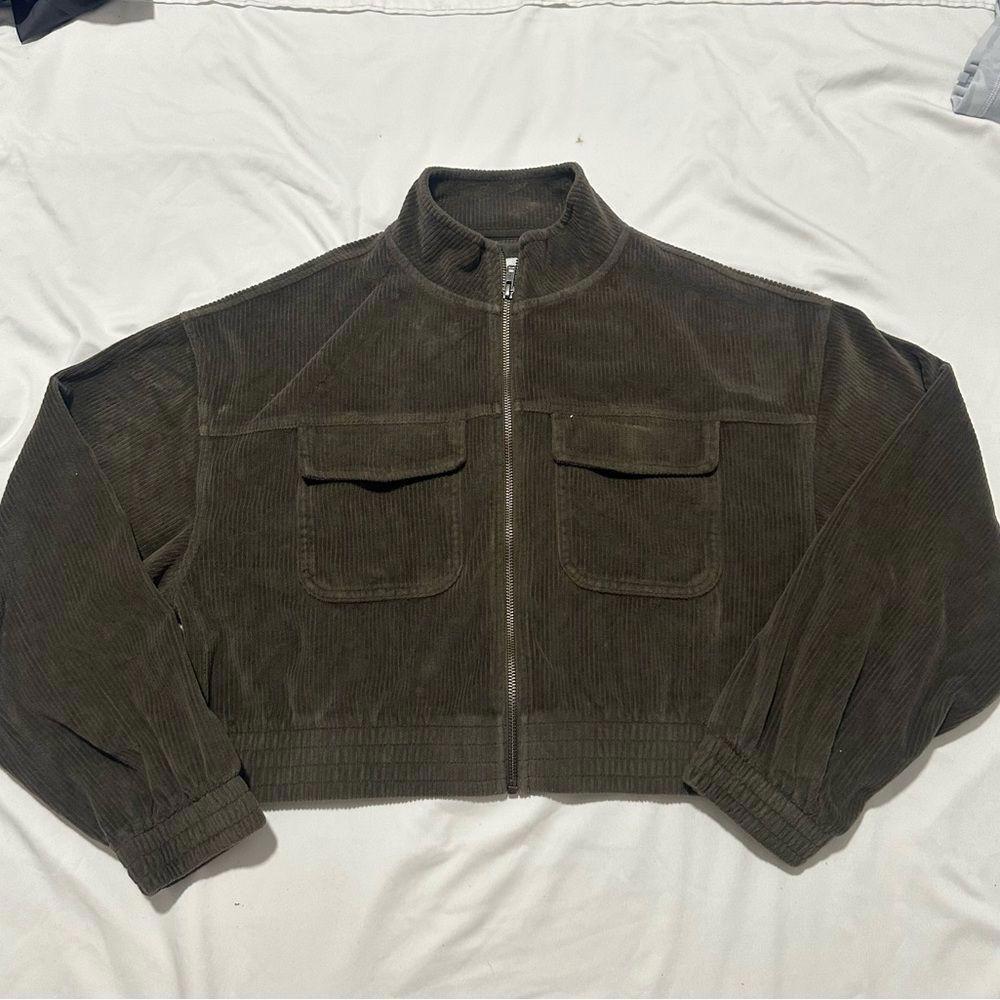 AERIE Cropped Velour Zip-Up Jacket - Picture 1 of 2